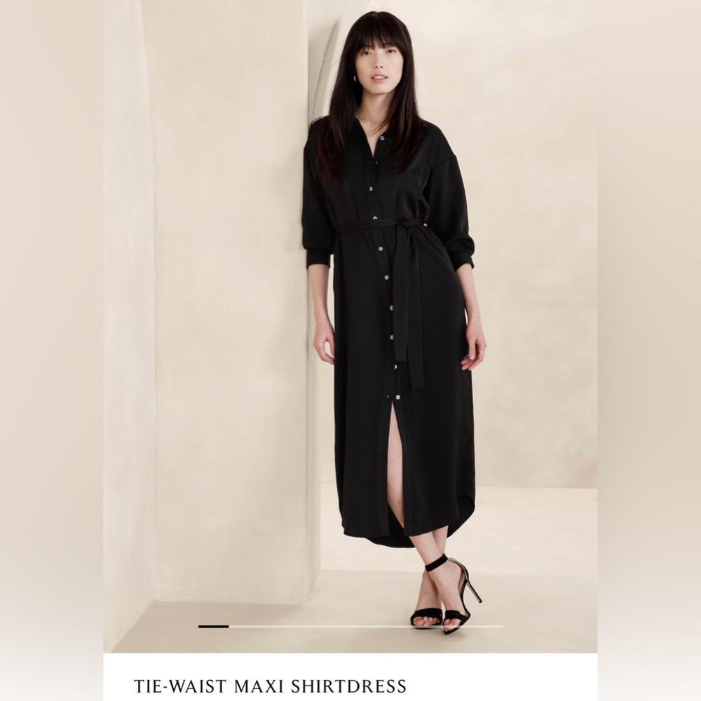 Banana Republic tie- waist maxi shirt dress. XXS petite. New.
